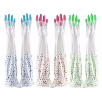 3 Set Kitchen Long Gloves with Fur inside( Color Assorted)